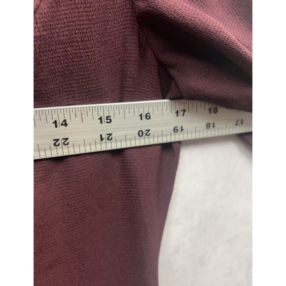 Ann Taylor Womens V-Neck Ruffle Sleeve Choker Fit & Flare Dress Sz 8 Maroon 4149 - Picture 9 of 10